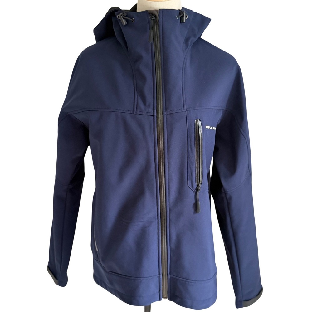 Gage Grundens Small Softshell Jacket Blue Hooded Fleece Lined WGH100 Fishing Y2K